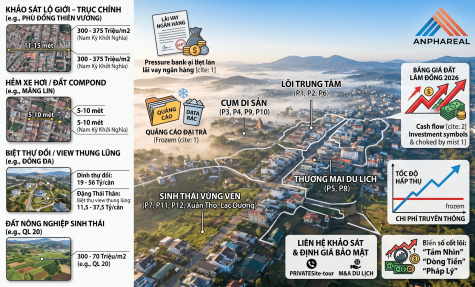 Bảng Giá Nhà Đất Đà Lạt 2026: Chi Tiết Từng Phường, Tuyến Đường & Khảo Sát Lộ Giới