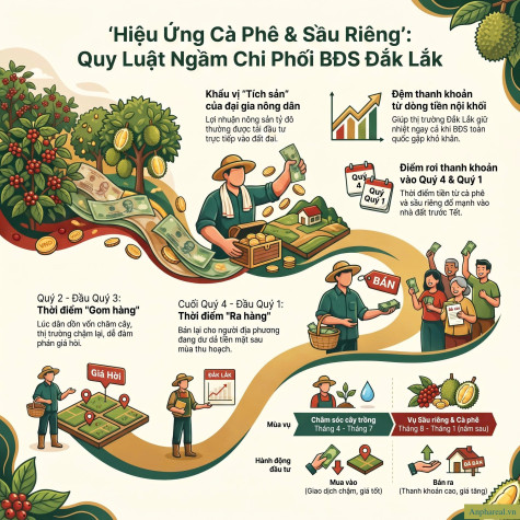 "Hiệu Ứng Cà Phê & Sầu Riêng": Quy Luật Ngầm Chi Phối Chu Kỳ Tăng Giá Bất Động Sản Đắk Lắk