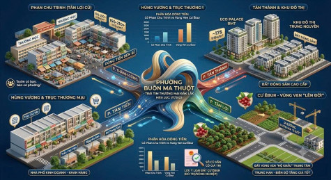 Bất Động Sản Phường Buôn Ma Thuột: "Siêu Phường" Trung Tâm Gộp 6 Khu Vực Vàng, Từ Phan Chu Trinh Đến Cư Êbur